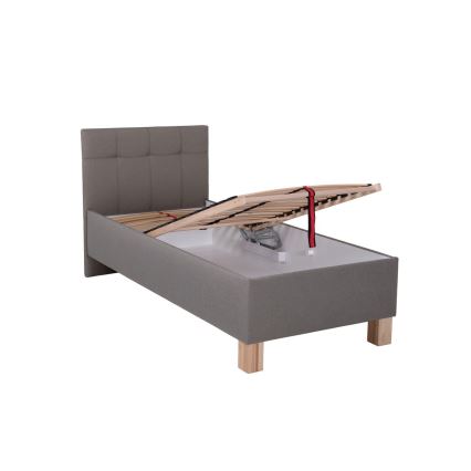 Mīkstā gulta ar matraci un uzglabāšanas vietu MARIA ONE 90x200 cm taupe