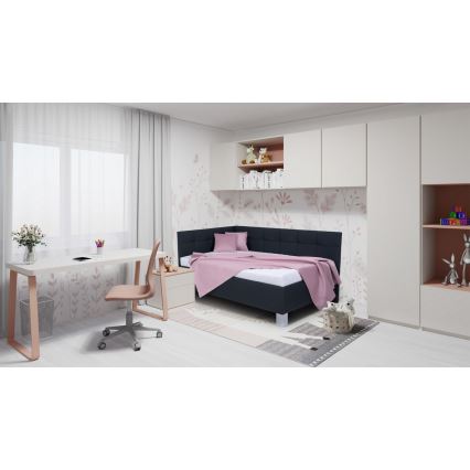 Mīkstā gulta ar matraci un uzglabāšanas vietu MARIA PETITE 120x200 cm antracīta