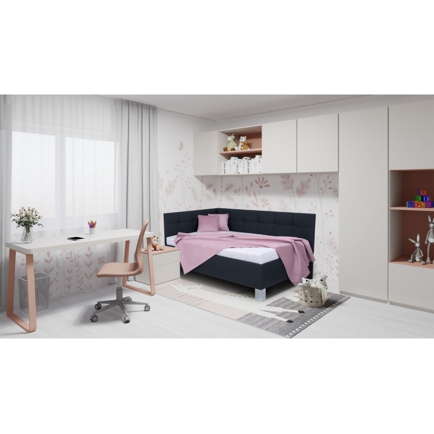 Mīkstā gulta ar matraci un uzglabāšanas vietu MARIA PETITE 120x200 cm antracīta