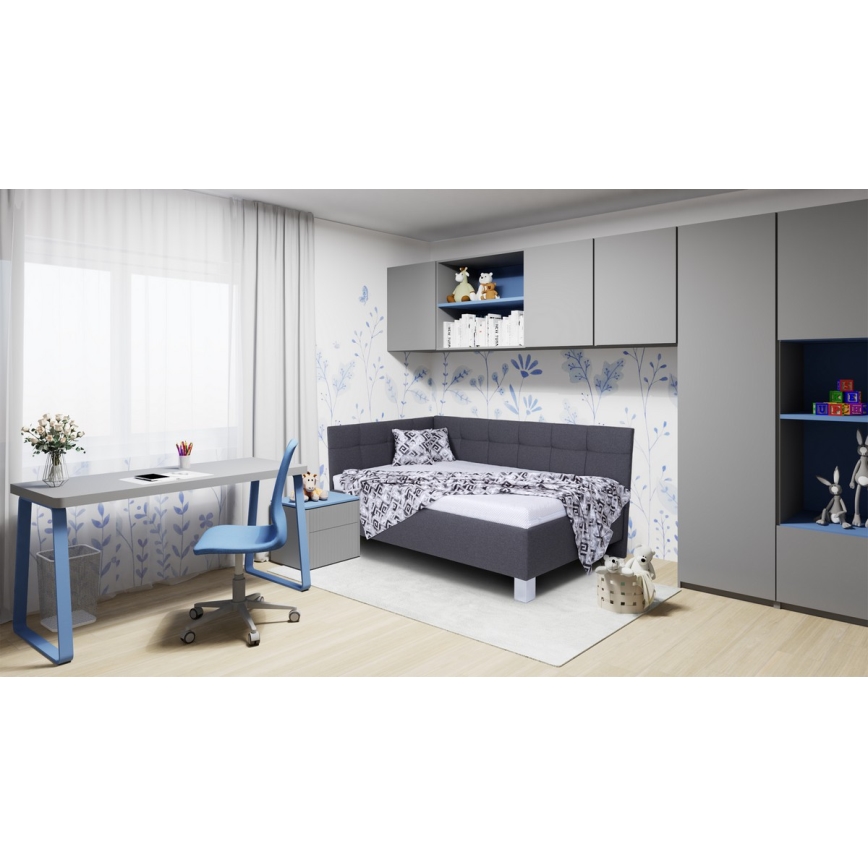Mīkstā gulta ar matraci un uzglabāšanas vietu MARIA PETITE 120x200 cm pelēka
