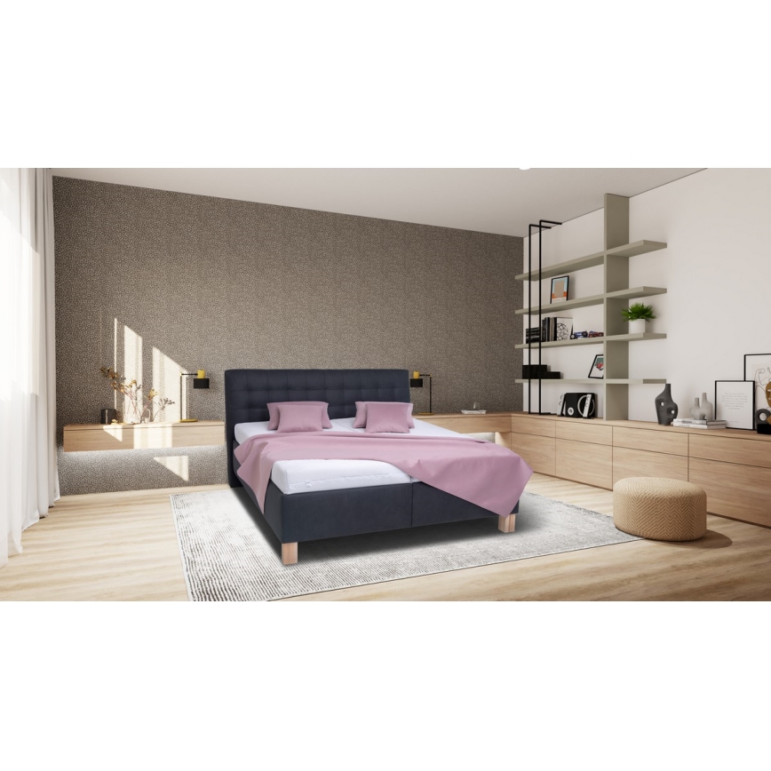 Mīkstā gulta ar matraci un uzglabāšanas vietu VIOLET 160x200 cm antracīta