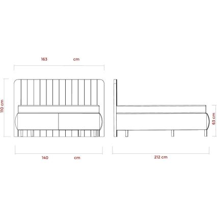 Mīkstā gulta ar matračiem un uzglabāšanas vietu ALEXA 140x200 cm bēša