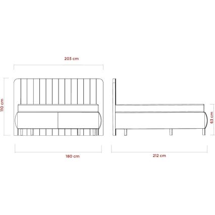 Mīkstā gulta ar matračiem un uzglabāšanas vietu ALEXA 180x200 cm bēša