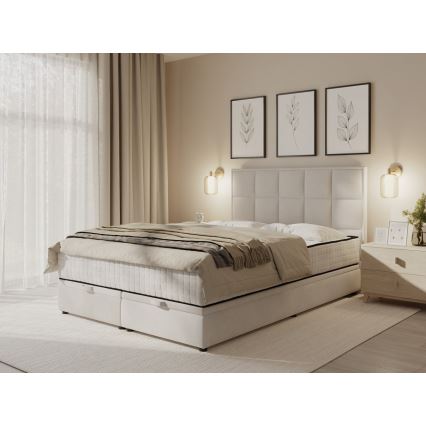 Mīkstā gulta ar matračiem un uzglabāšanas vietu GRACE 140x200 cm pelēka