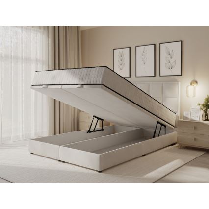 Mīkstā gulta ar matračiem un uzglabāšanas vietu GRACE 140x200 cm pelēka