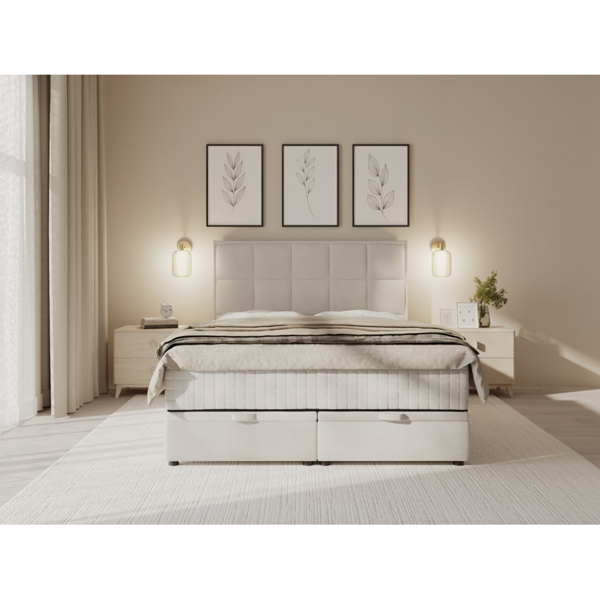 Mīkstā gulta ar matračiem un uzglabāšanas vietu GRACE 140x200 cm pelēka