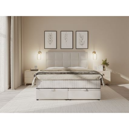 Mīkstā gulta ar matračiem un uzglabāšanas vietu GRACE 160x200 cm bēša