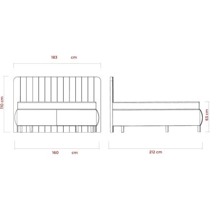 Mīkstā gulta ar matračiem un virsmatracis ar uzglabāšanas vietu ALEXA 160x200 cm bēša