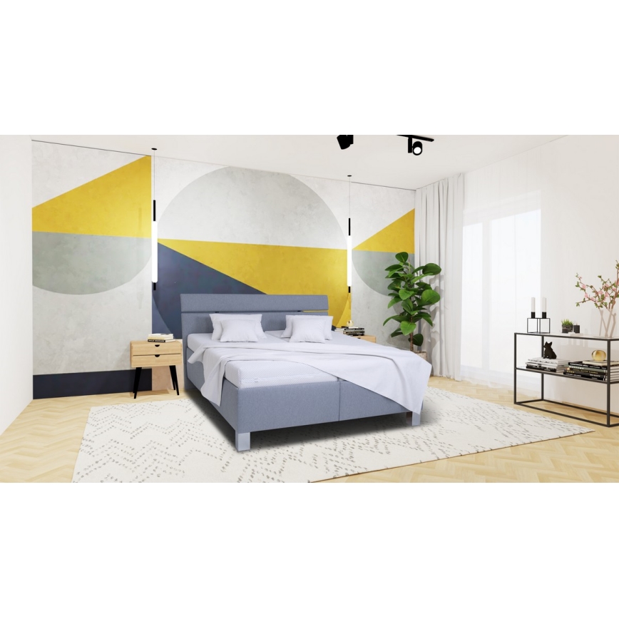Mīkstā gulta ar uzglabāšanas vietu bez matrača ALIS 180x200 cm gaiši pelēka