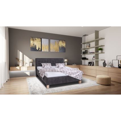 Mīkstā gulta ar uzglabāšanas vietu bez matrača VIOLET 160x200 cm tumši pelēka
