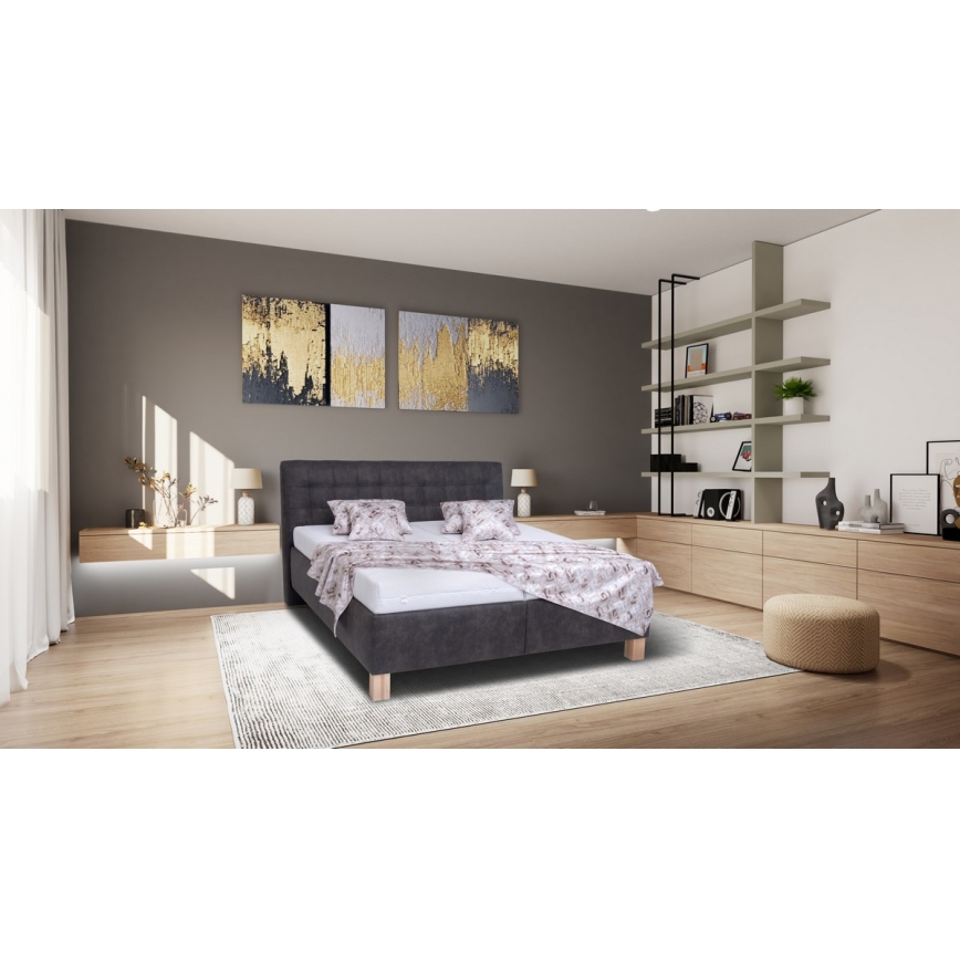 Mīkstā gulta ar uzglabāšanas vietu bez matrača VIOLET 160x200 cm tumši pelēka
