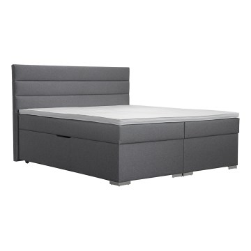 Mīkstā gulta ar uzglabāšanas vietu un matracemi ar topper NEW BOLERO 160x200 cm pelēka