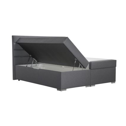 Mīkstā gulta ar uzglabāšanas vietu un matracemi ar topper NEW BOLERO 160x200 cm pelēka