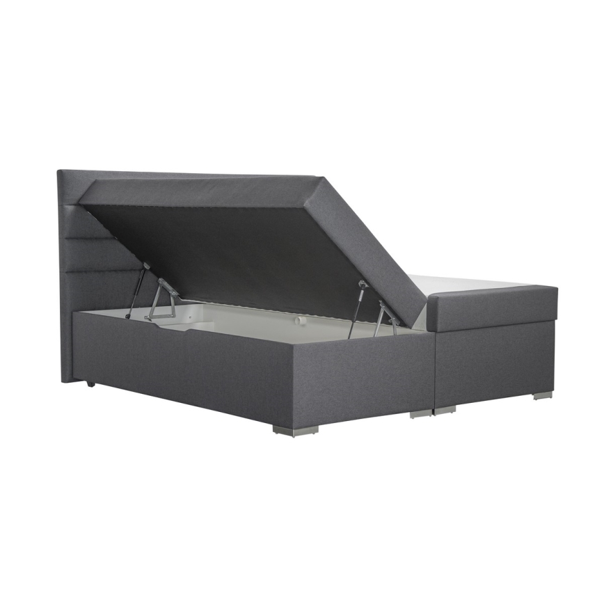 Mīkstā gulta ar uzglabāšanas vietu un matracemi ar topper NEW BOLERO 160x200 cm pelēka
