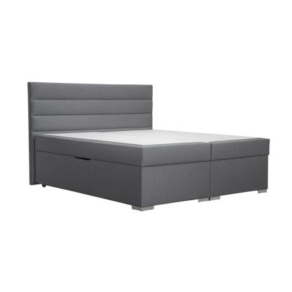 Mīkstā gulta ar uzglabāšanas vietu un matracemi ar topper NEW BOLERO 160x200 cm pelēka
