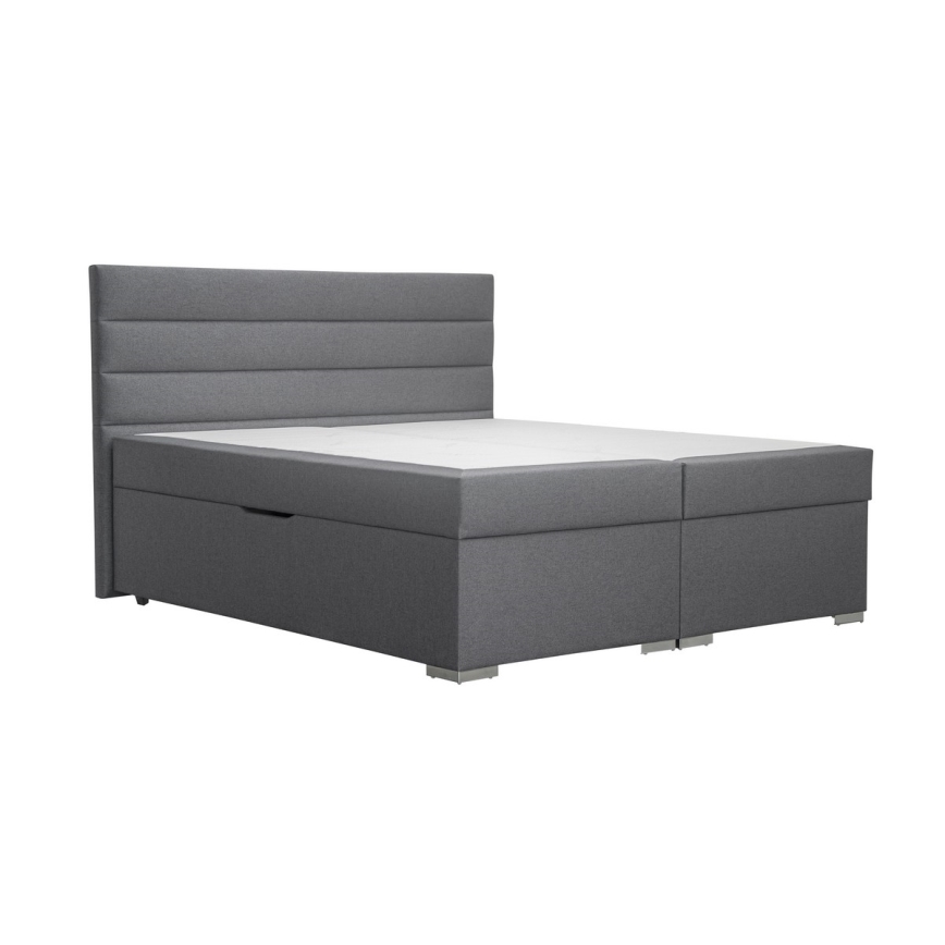 Mīkstā gulta ar uzglabāšanas vietu un matracemi ar topper NEW BOLERO 160x200 cm pelēka