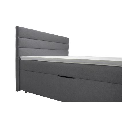 Mīkstā gulta ar uzglabāšanas vietu un matracemi ar topper NEW BOLERO 160x200 cm pelēka