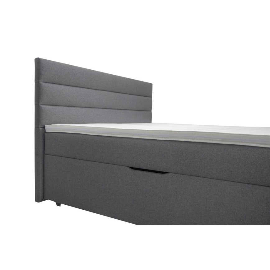 Mīkstā gulta ar uzglabāšanas vietu un matracemi ar topper NEW BOLERO 160x200 cm pelēka