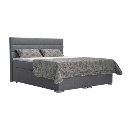 Mīkstā gulta ar uzglabāšanas vietu un matracemi ar topper NEW BOLERO 180x200 cm pelēka