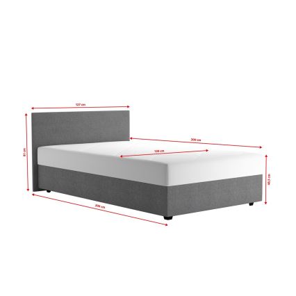 Mīkstā gulta ar uzglabāšanas vietu un matracis DARIA 120x200 cm pelēka