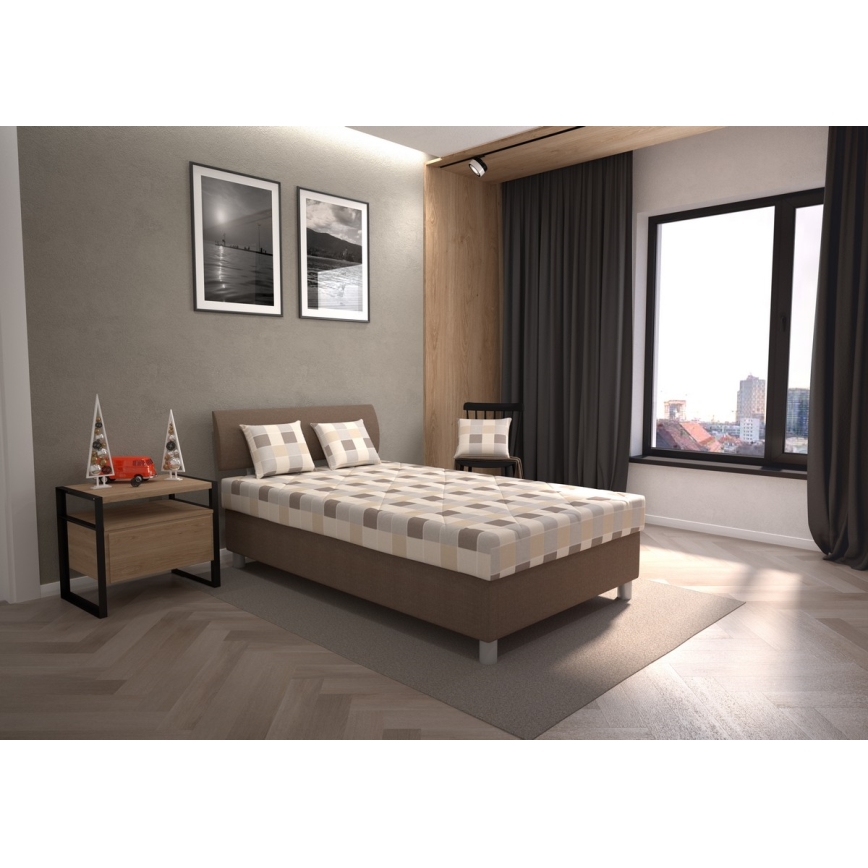 Mīkstā gulta ar uzglabāšanas vietu un matracis GEORGE 140x200 cm brūna