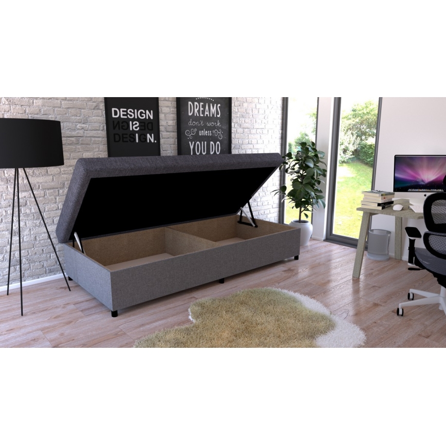 Mīksta tahta ar uzglabāšanas vietu CORY 80x200 pelēka