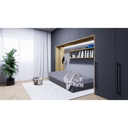 Mīksta tahta ar uzglabāšanas vietu JACOB XL 90x200 cm pelēka