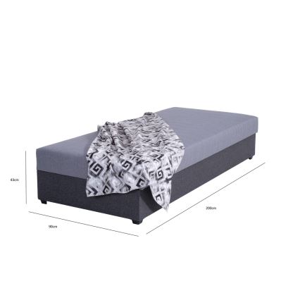 Mīksta tahta ar uzglabāšanas vietu JACOB XL 90x200 cm pelēka