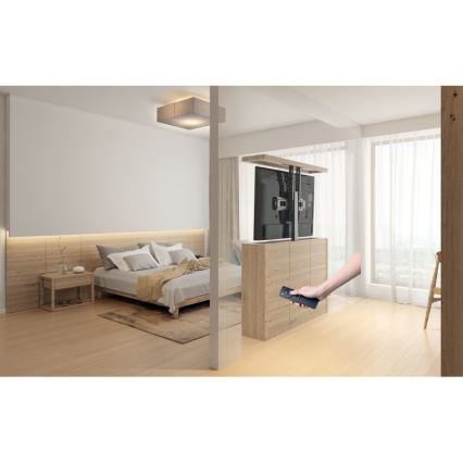 MK FLORIA MKF-19DM648 - Grīdas TV statīvs 37-65 melns SCHUKO + ar tālvadības pulti