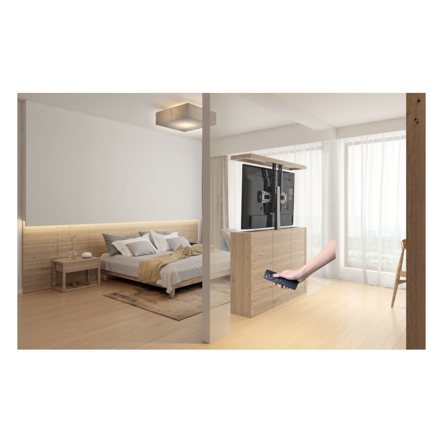 MK FLORIA MKF-19DM648 - Grīdas TV statīvs 37-65 melns SCHUKO + ar tālvadības pulti