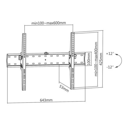 MK FLORIA MKF-23DN640 - Regulējams sienas TV turētājs 80" melna