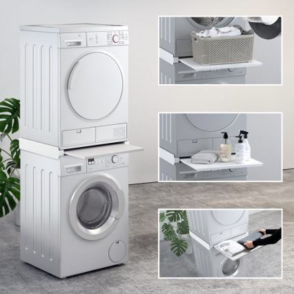 MK FLORIA MKF-23MZ601 - Veļas mašīnas un žāvētāja saliekamais komplekts ar izvelkamo daļu 60 cm balta