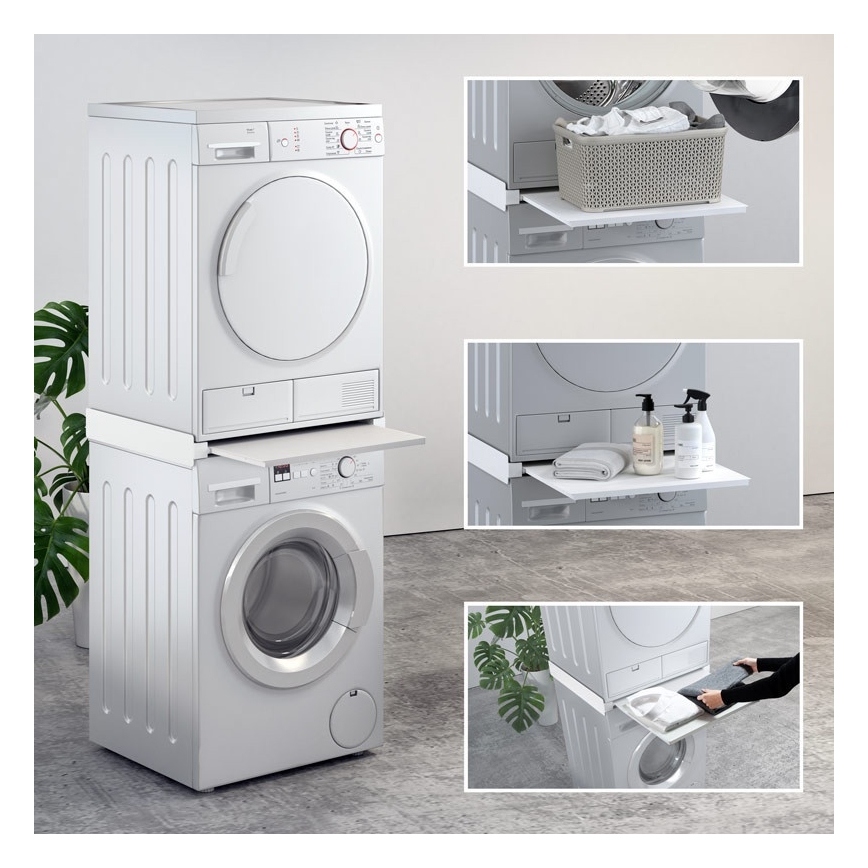 MK FLORIA MKF-23MZ601 - Veļas mašīnas un žāvētāja saliekamais komplekts ar izvelkamo daļu 60 cm balta