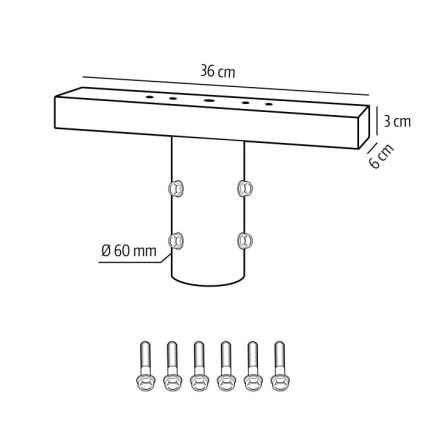 Montāžas kronšteins āra apgaismojumam BASE, Ø 60 mm, melns