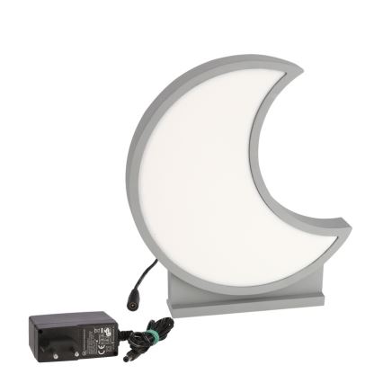 MOON LED/12W/230V pelēka LED bērnu galda lampa