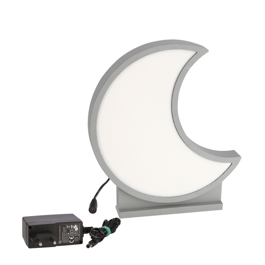 MOON LED/12W/230V pelēka LED bērnu galda lampa