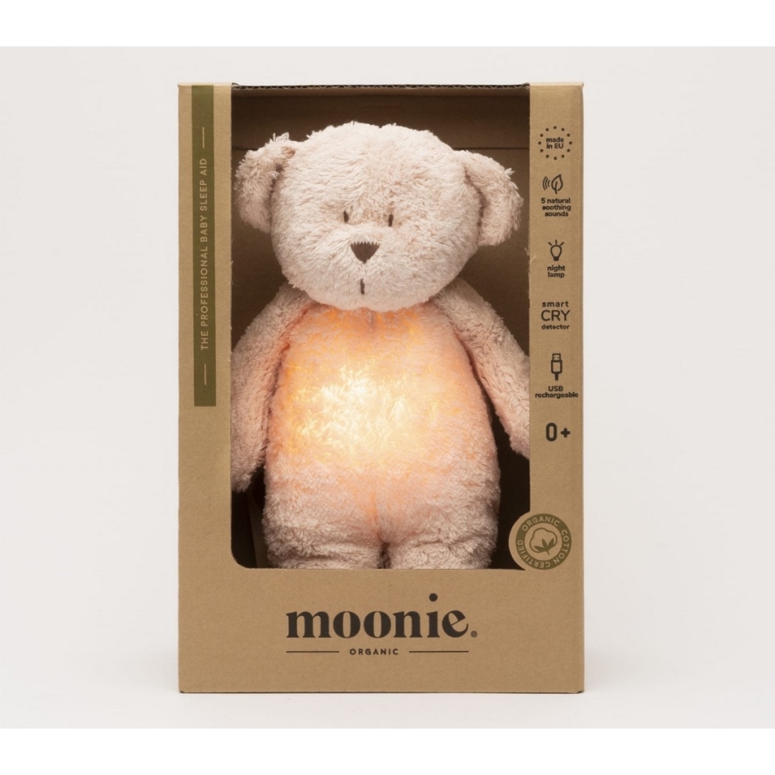 Moonie - Mīļmantiņa ar melodiju un lampu lācītis 2.0 organic roze