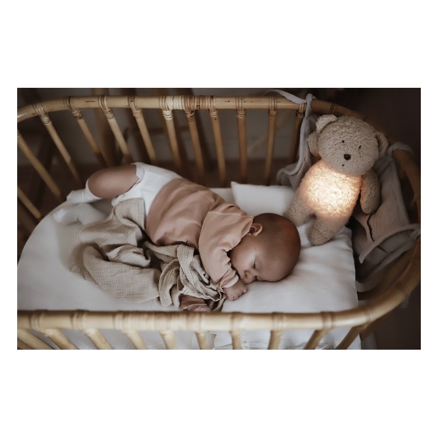 Moonie - Mīļmantiņa ar melodiju un lampu lācītis organic pelēka natur