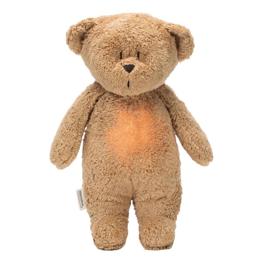 Moonie - Mīļmantiņa ar melodiju un lampu lācītis organisks kapučīno dabisks