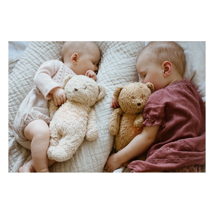 Moonie - Mīļmantiņa ar melodiju un lampu lācītis organisks kapučīno dabisks