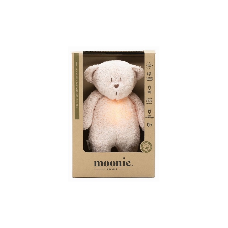Moonie - Mīļmantiņa ar melodiju un lampu lācītis organisks rožu