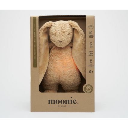 Moonie - Mīļmantiņa ar melodiju un lampu zaķītis 2.0 organic cappuccino
