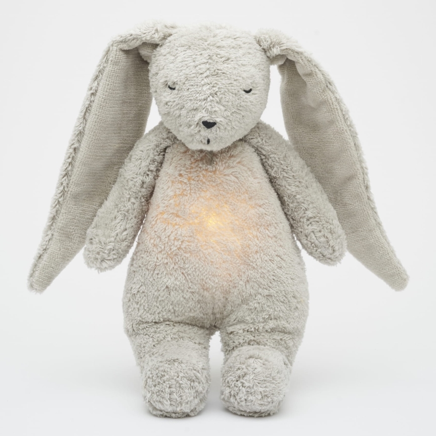 Moonie - Mīļmantiņa ar melodiju un lampu zaķītis 2.0 organic pelēka