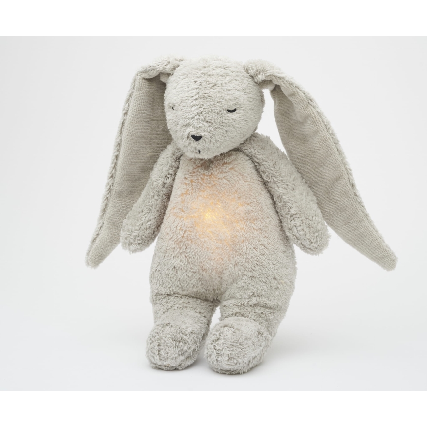 Moonie - Mīļmantiņa ar melodiju un lampu zaķītis 2.0 organic pelēka