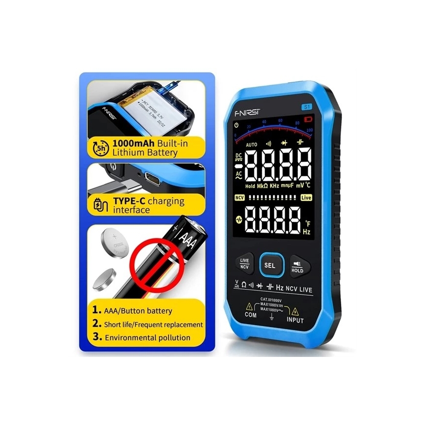 Multimetrs 1000 mAh 5V