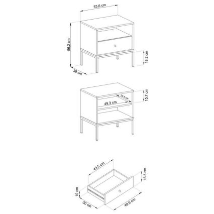 Nakts skapītis MONO 56x54 cm zila
