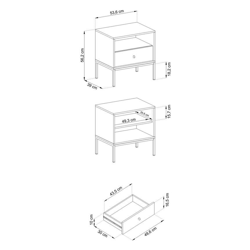 Nakts skapītis MONO 56x54 cm zila