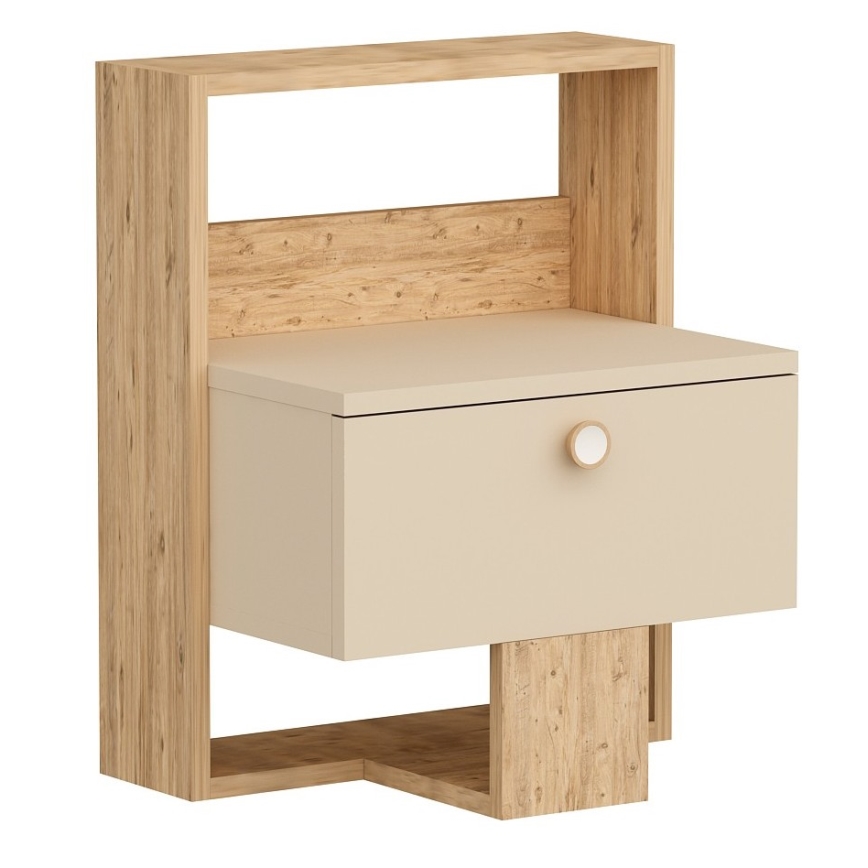 Nakts skapītis SNEKER 60x48,6 cm bēša/atlantijas priede