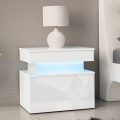 Naktsgaldiņš ar LED apgaismojumu GLOSSA 51x55 cm balts/glancēts balts