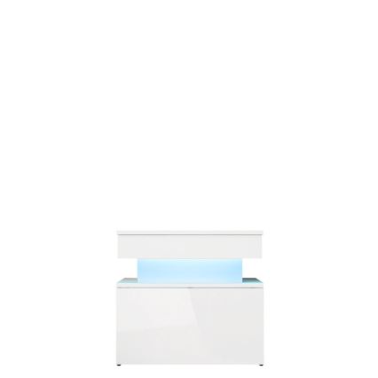 Naktsgaldiņš ar LED apgaismojumu GLOSSA 55x51 cm balta/glancēta balta